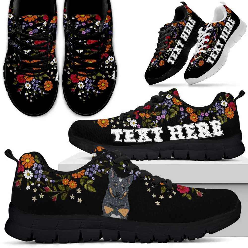 Custom Name Australian Cattle Sneaker, Heeler Flower Floral Colorful Dog Lovers Sneakers Gym Running Shoes, Best Running Shoes