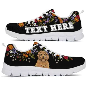 Custom Name Goldendoodle Sneaker, Goldendoodle Flower Floral Colorful Dog Lovers Sneakers Gym Running Shoes, Best Running Shoes