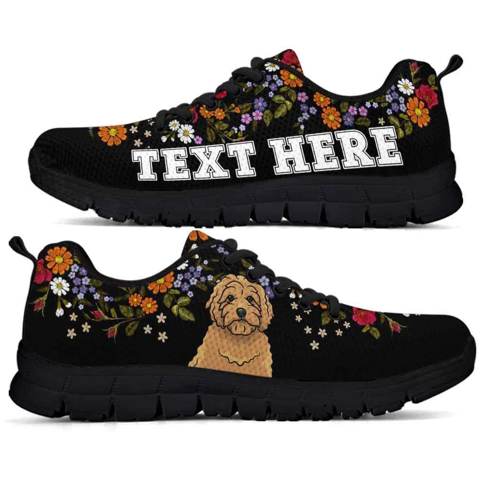 Custom Name Goldendoodle Sneaker, Goldendoodle Flower Floral Colorful Dog Lovers Sneakers Gym Running Shoes, Best Running Shoes