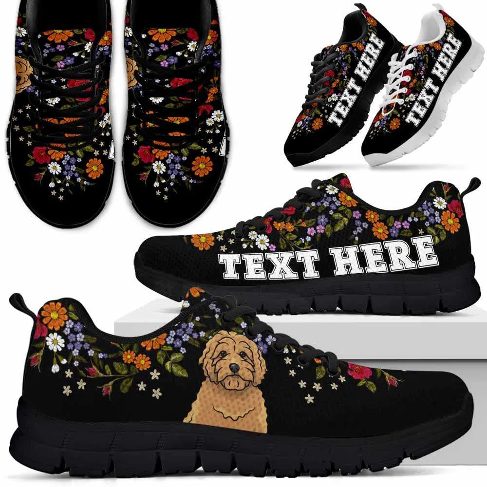 Custom Name Goldendoodle Sneaker, Goldendoodle Flower Floral Colorful Dog Lovers Sneakers Gym Running Shoes, Best Running Shoes