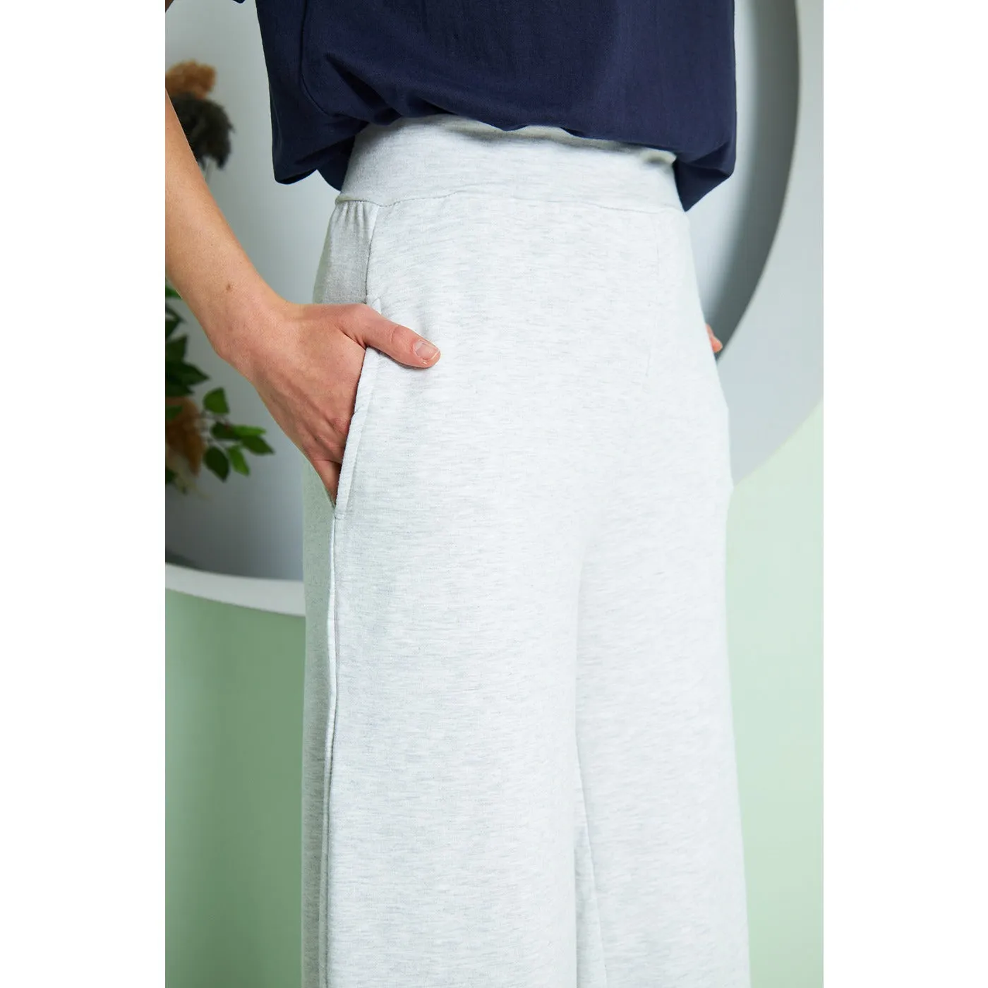 Grey Wide Leg Long Trousers