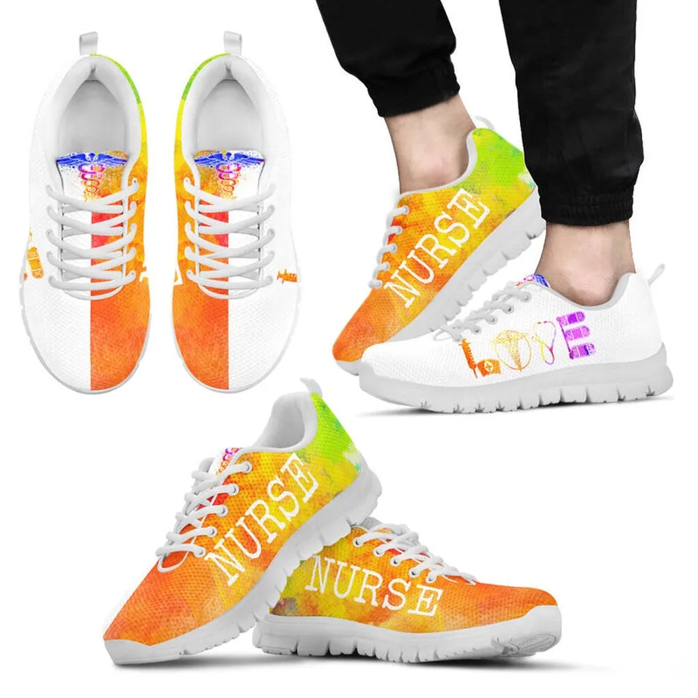 Nurse Sneaker, Nurse Love Water Color Sneakers Shoes, Best Shoes For Nurses