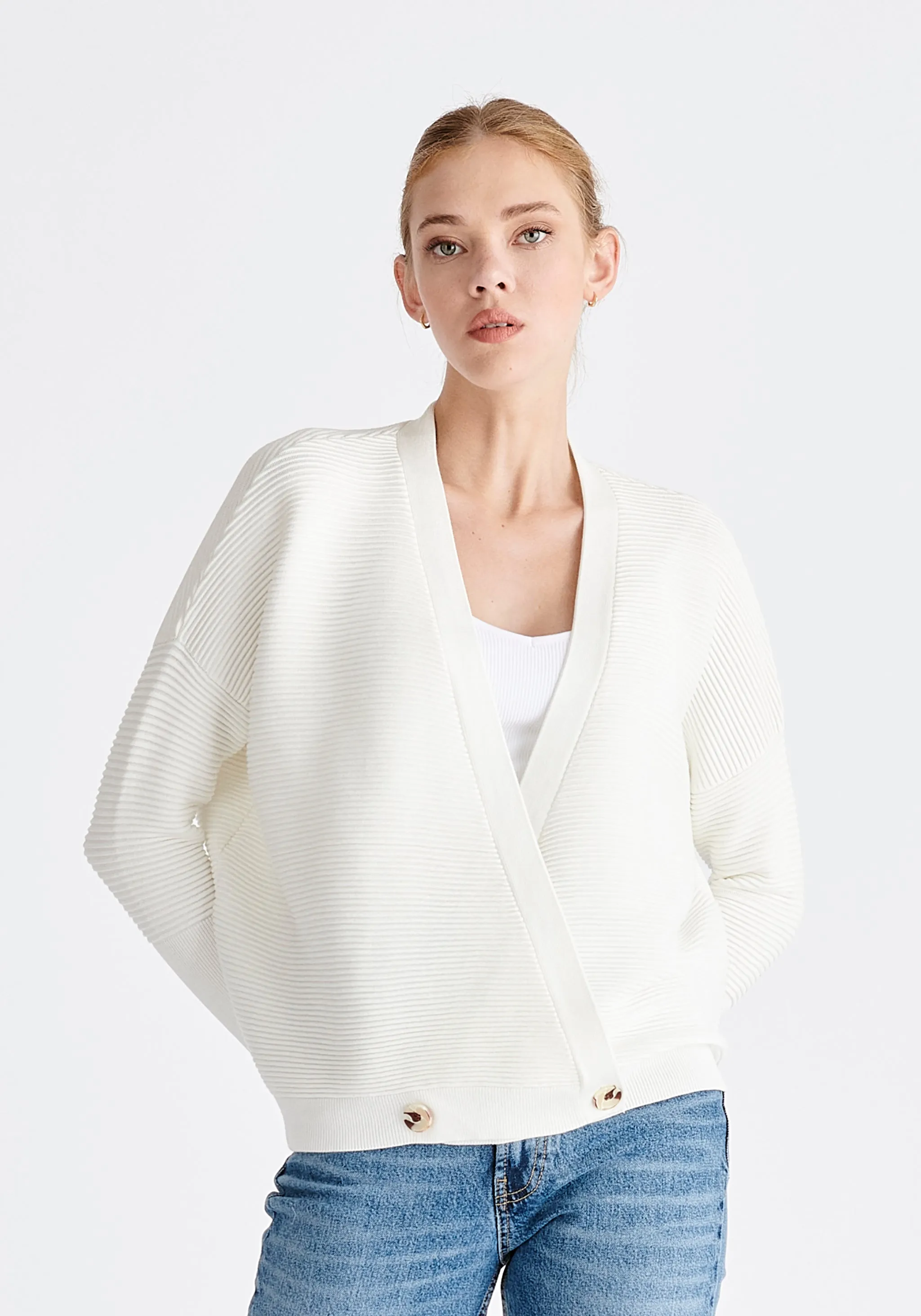 Paisie Ribbed Wrap Cardigan